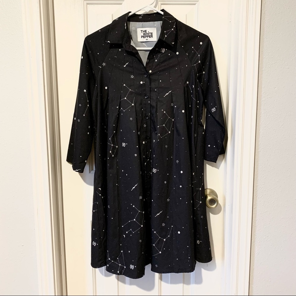RARE The White Pepper Celestial Shirt Dress